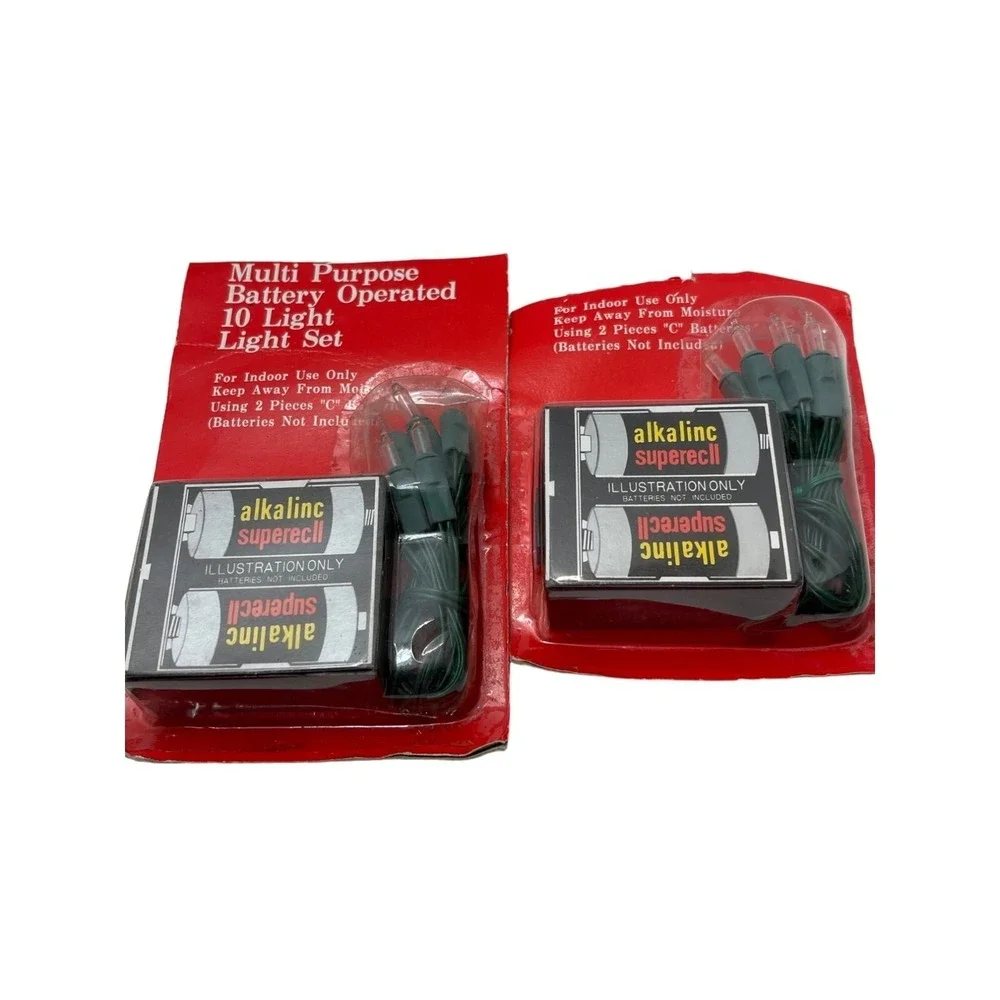 ED Holiday String Lights White 10 Ct Indoor Battery Operated 2 PC.